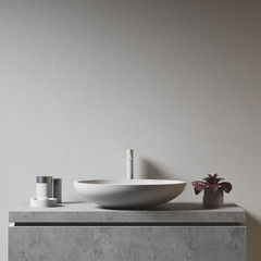 Gray wall and bathroom sink