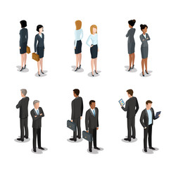 Wall Mural - flat isometric 3d business people characters vector icon set