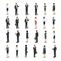 Canvas Print - Flat isometric 3d business people characters vector icon set