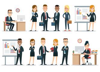 Wall Mural - flat business people characters vector icon set