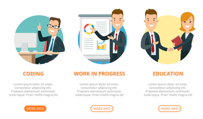Wall Mural - flat page web design template vector. business team interface