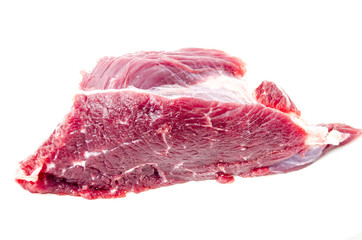 fresh piece of beef on white background close-up