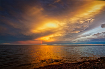 Wall Mural - Brilliant Sunset at Lake Superior