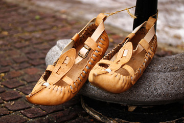 Traditional bulgarian leather shoes