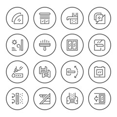 Set round line icons of window