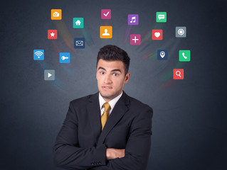 Poster - Businessman with colorful apps