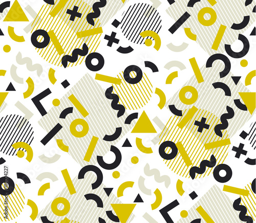 Geometric gold and black motif for fashion, wallpaper, surface design. Memphi...