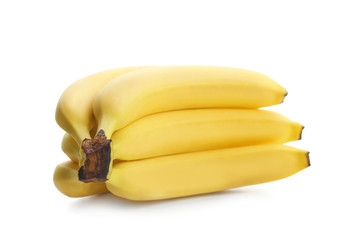 Bunch of tasty ripe bananas on white background