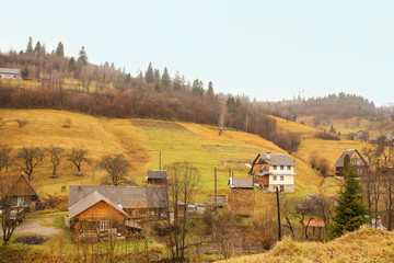 Poster - View of mountain village in countryside