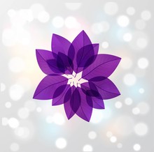 Ultra Violet Purple Leaves In Circle On White Glowing Background. Color Of The Year 2018