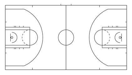 Basketball court. Sport background. Line art style