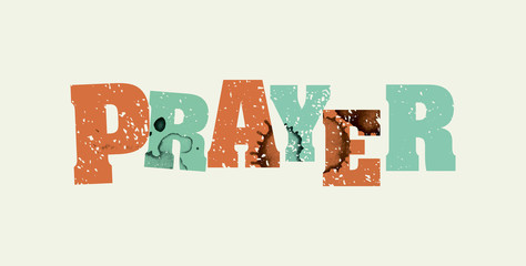 Sticker - Prayer Concept Stamped Word Art Illustration