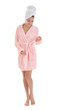 © Africa Studio - Attractive young woman in towel and bathrobe on white background