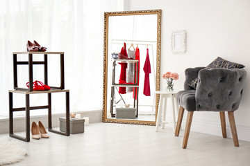 Canvas Print - Makeup room interior with large mirror