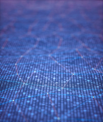 Wall Mural - 3d illustration, abstract background, technology concept. binary surfaces interconnected by connecti