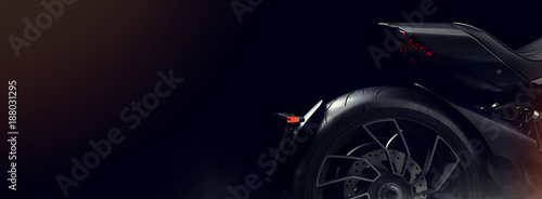 Photographie  Black motorcycle in the studio.