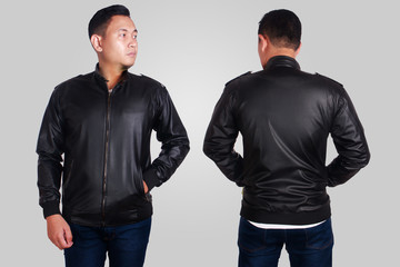 Wall Mural - Black Leather Jacket Mockup Template