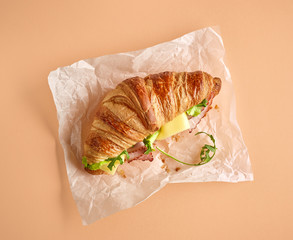 Wall Mural - Croissant with ham and cheese