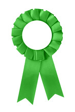Green Medal And Ribbon  -  Isolated Against White Background