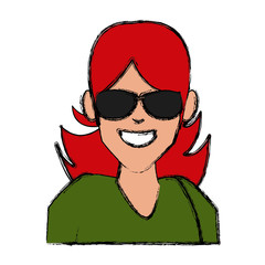 Wall Mural - Woman with sunglasses cartoon icon vector illustration graphic design