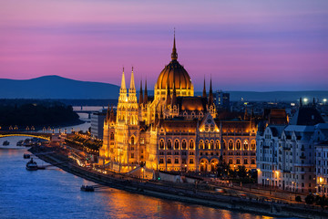 Wall Mural - Hungarian Parliament at Twilight in Budapest City