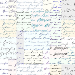 Poster - Seamless background pattern. Imitation of a abstract vintage lettering. Unreadable text.