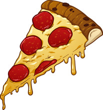 Slice Of Pepperoni Pizza. Vector Clip Art Illustration With Simple Gradients. All In A Single Layer. 