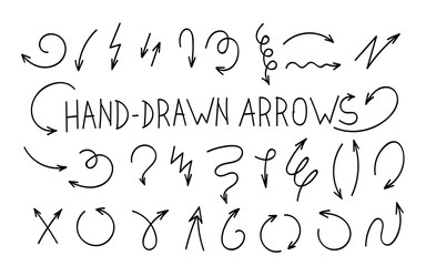 Poster - Doodle vector arrows isolated on white background. Hand drawn set