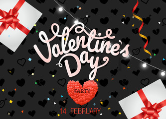 Aufkleber - Valentines Day party poster vector concept. Presentation vector template