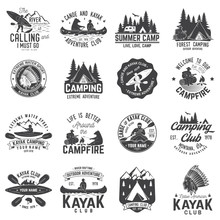 Set Of Canoe, Kayak And Camping Club Badge