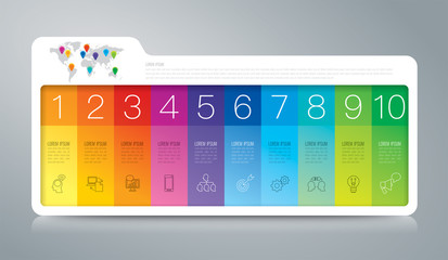 Folder infographics design vector and business icons with 10 options.