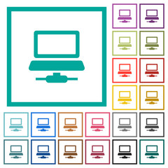 Canvas Print - Network computer flat color icons with quadrant frames