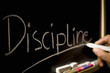 The concept of discipline, the inscription on the background of the blackboard