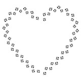 Heart frame with black dog track isolated on white background. Animal  footprint silhouette. Border with pet paw print. Stock Vector | Adobe Stock