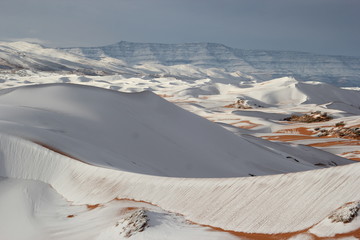 snow on desert sahara