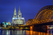 Cathedral of Cologne Hohenzollern Bridge at blue hour