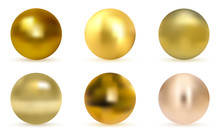 Vector Golden Ball. Realistic Gold Sphere.