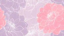 Seamless Pattern With Hand Drawn Dahlia Flowers.