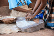 African woman grinding