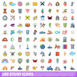 © ylivdesign - 100 study icons set, cartoon style