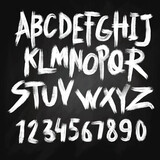 Fototapeta Młodzieżowe - Alphabet poster, dry brush ink artistic modern calligraphy print. Handdrawn trendy design