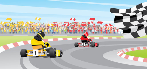 Kart crossing. Vector illustration