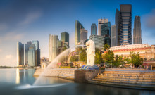 Business District And Marina Bay In Singapore