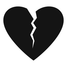 Broken Heart Icon. Simple Illustration Of Broken Heart Vector Icon For Web.
