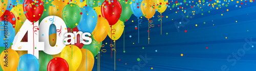 40 Ans Carte Joyeux Anniversaire Avec Ballons De Bauderuche Stock Vector Adobe Stock