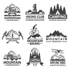 Wall Mural - explorer labels set. travel pictures
