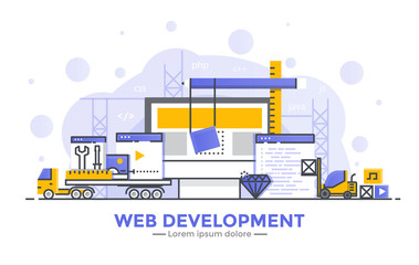 Wall Mural - flat line modern concept illustration - app development
