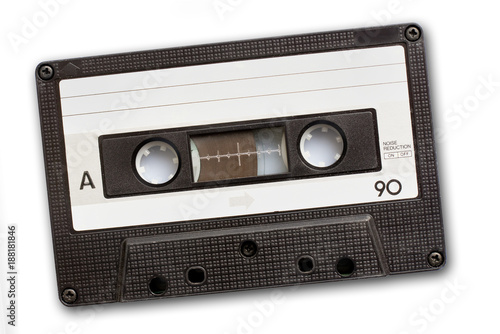 Fotografía Audio cassette tape isolated on white background, vintage 80's music concept
