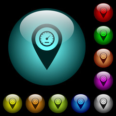 Sticker - Speedcam GPS map location icons in color illuminated glass buttons