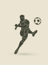 Soccer Player Shooting A Ball Action  Graphic Vector